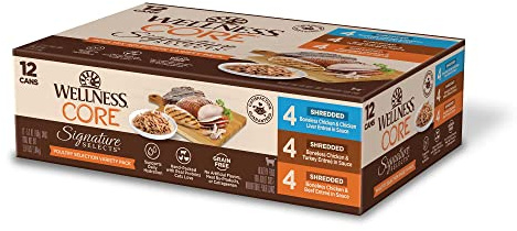 Wellness CORE Signature Selects Variety Pack Adult Canned Wet Cat Food, Natural, Protein Rich, Grain Free, Poultry Recipes, 5.3 oz, Pack of 12 Cans