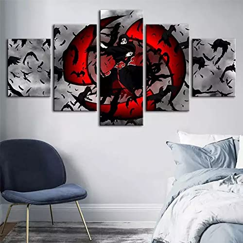 5 Vlies Leinwand Deko Wohnzimmer 5 Stück Leinwanddruck Hd Gemälde Uchiha Itachi Poster Wand Kunst Bilder Für Wohnzimmer Schlafzimmer Kinder, 10X15Cmx2 10X20Cmx2 10X25Cmx1Auf Leinwand Kunstwerk Bilde
