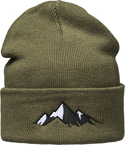 Baddery Outdoor Strickmütze Herren & Damen : Alpengipfel - Kletter Ausrüstung Wander Zubehör - Beanie Männer Mütze Winter (Grün)