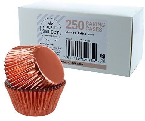 Culpitt Select Rose Gold Baking Cases, Premium Foil Baking Cups, 50mm Cupcake Cases - Extra Large Pack of 250