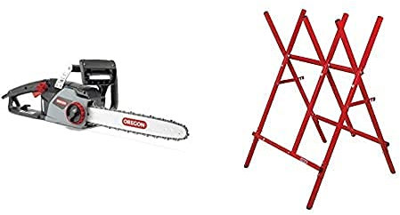 Oregon CS1400 2400W Chainsaw and Steel Log Saw Horse, Powerful Electric Chainsaw with 16-Inch (40 cm) Bar, 230V Motor, 6m Power Cable,DuraCut Saw Chain, Quiet and Lightweight