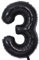 Vthoviwa 40 Zoll/18 Farbens Luftballon Zahlen 3 Schwarz, Luftballon 3. Geburtstag Foil Ballon, 0123456789,10-19,20-25,30,40,50,60,70,80,90, Folienballon 3 Party Dekoration Helium Unterstützen