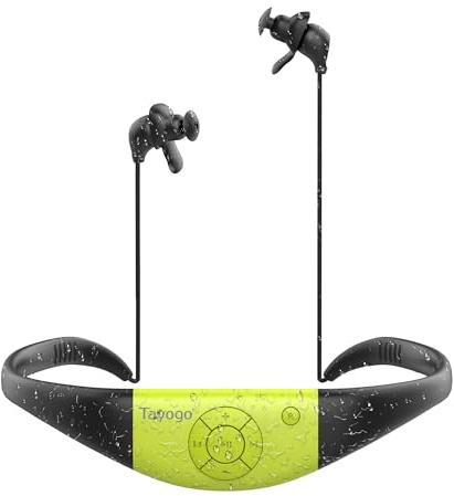 Tayogo Swimming Headphones –Waterproof Headphones for Swimming | MP3 Player 32GB, Bluetooth 5.4, FM Radio, Compatible with T6 Transmitter for Underwater Music