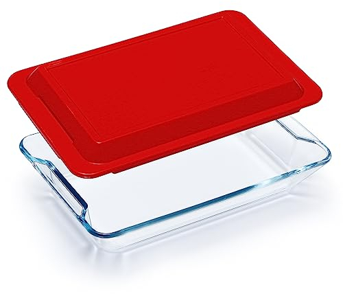 Plat à four rectangulaire en verre (Avec couvercle-2.5L)