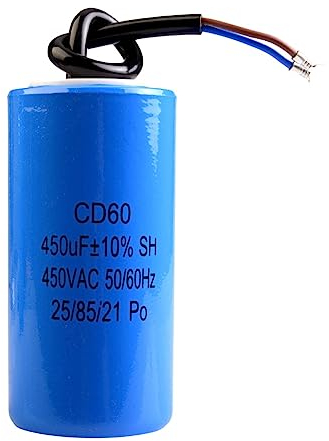 ANGEEK CD60 AC 450V 450uf 50/60HZ Kondensator, elektrischer Kondensator, Motorstartkondensator mit Kabel, für Kühlschrank, Motor, Pumpe, Generator