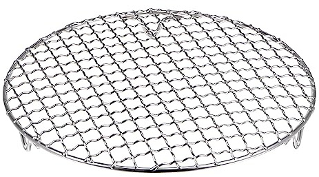 sourcing map Estante de cocina redondo, rejilla de acero inoxidable de 8.3 pulgadas, rejilla de red para barbacoa, rejilla de cocción al vapor, hornear, cocinar al vapor barbacoa