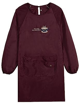 QUINTRA Kitchen Cooking Apron, Smock for Adults, Long Sleeve Apron, Oil Reverse Dressing, Workwear for Men and Women, Satisfaction Guarantee Kids Storage, b, One Size