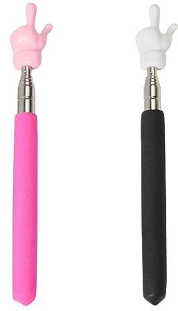 2 Piezas Puntero Retráctil Para Aula, Puntero de Mano Extensible, Palo de Puntero de Dedo, Puntero de Enseñanza, Presentaciones de Enseñanza (Negro, Rosa)