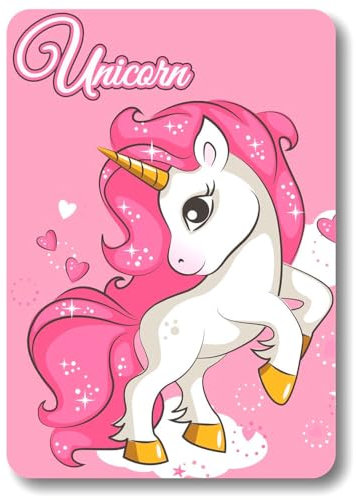 ILS I LOVE SHOPPING Coperta Plaid Morbida e Calda 100x140cm per Bambini Pile con stampa (UNICORNO)
