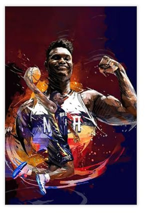 Zion Williamson Poster Baskerball Portrait Bild Leinwand Poster Wandkunst Dekor Druck Bild Gemälde für Wohnzimmer Schlafzimmer Dekoration ungerahmt 30 x 45 cm