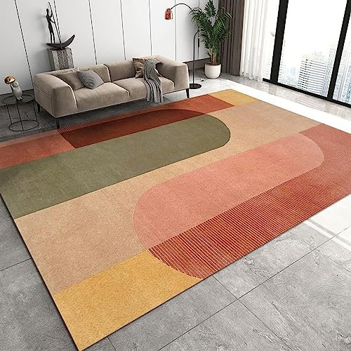 BEIGGA Boho Colorful Geometric Area Rug,Retro Pink Orange Rectangle Large Rugs, Indoor Non-Slip Kids Rugs, Machine Washable Breathable Durable Carpet for Front Entrance Floor Decor,160 x 220 cm