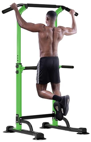 SogesHome Klimmzugstange Power Tower Übung Euipment für Zuhause Fitnessstudio Dip Station Höhenverstellbar Fitness Krafttraining Dip-Stationen