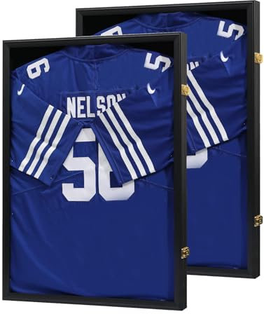 VERANI Trikot-Rahmen-Vitrine, 2 Stück, Trikot-Präsentationsrahmen, Trikot-Schattenbox mit 98 % UV-Schutz, Acryl, für Baseball, Basketball, Fußball, Hockey, Fußball, Sportshirt und Uniform