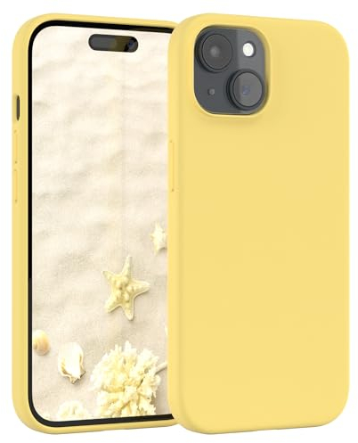 EAZY CASE Premium Silikon Handyhülle kompatibel mit iPhone 15 Slimcover mit Kameraschutz und Innenfutter, Silikonhülle, Schutzhülle, Bumper, Handy Case, Hülle, Softcase, Gelb