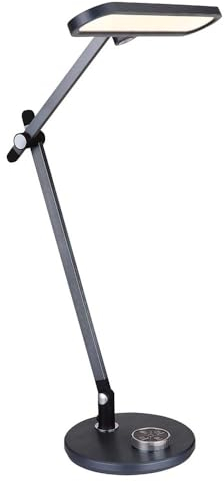 Tischlampe Schreibtischleuchte Tischleuchte Wohnzimmerlampe Leseleuchte Schlafzimmerlampe, Aluminium Kunststoff grau, dimmbar Touch CCT Timer beweglich, LED 12W 500Lm 3000K,4000K, 6500K, H 53 cm