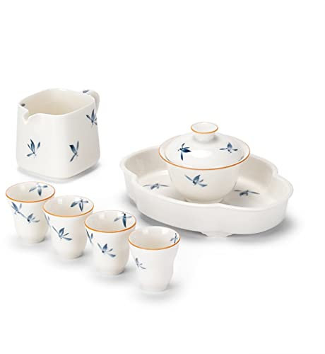 Reine handbemalte Schmetterling Orchidee Kung Fu Tee-Set Haushalt Japanische Abgedeckt Schüssel Tee Tasse Tee, Der Kleine Set Teawares