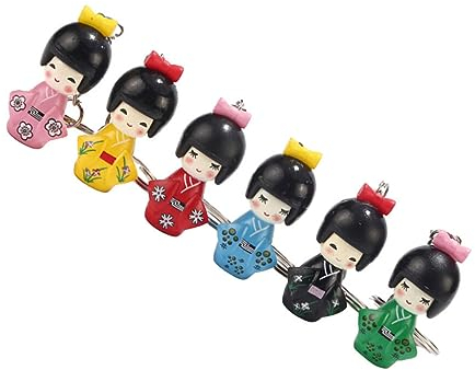 Ciieeo Japanische Puppe 6 Stück Asiatische Geisha-Figur Ornament Tasche Geldbörse Anhänger Spielzeug Asiatische Folk-Figur Für Hängende Dekorationen Im Auto-Innenraum