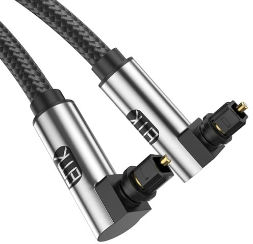 EMK Cavo Ottico a 90 Gradi,Cavo Audio Ottico,Cavo Toslink Ottico,Cavo a Fibra Ottica per Home Theater,Televisore,Soundbar,Console di Gioco,Lettori Blu-ray,Altoparlante,Proiettore,Amplificatore