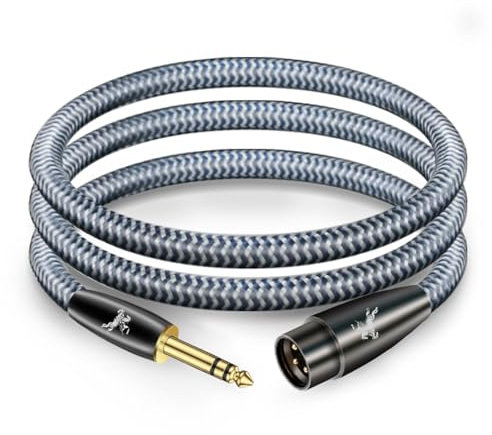 Impeto Cavo Jack a XLR, Jack Stereo da 6,35 mm TRS in Treccia di Nylon a Cavo di Interconnessione Bilanciato Maschio XLR - 2 metri