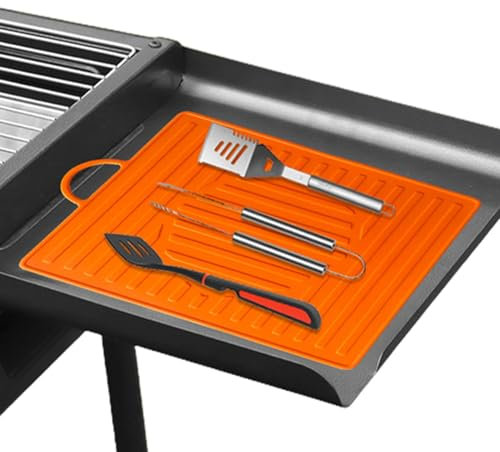 Tapis de grille en silicone, tapis anti-goutte pour grille - Porte-ustensiles pour barbecue, tapis lavables pour spatule pour barbecue, tapis en silicone pour comptoir de cuisine, tapis