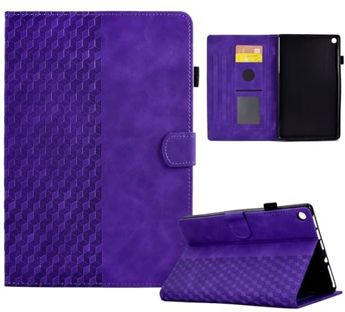Custodia per tablet compatibile con Kindle Fire HD 8 (7a/8a generazione, 2016/2017/2018), custodia protettiva per tablet con slot per schede/spegnimento automatico (viola)