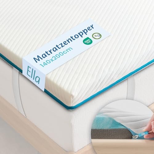 Ella Topper 140x200cm H3 H2 7cm hoch, Matratzentopper mit Elastischer und Rutschfester Unterseite, Gel Memory Schaum, Öko-Tex & CertiPUR zertifizierter Visco Thick Mattress Topper