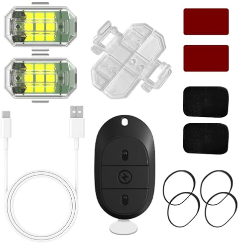 DAJASD Luci Stroboscopiche Drone, 2 pezzi 7 colori per auto, telecomando per auto, luce flash, luce notturna, impermeabile, ricarica USB, luci a LED per aereo con telecomando, per moto, campeggio