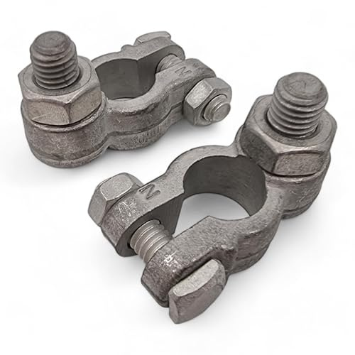 2 Pair's of Heavy Duty Battery Terminals 10mm Positive & Negative Stud Nut Terminal