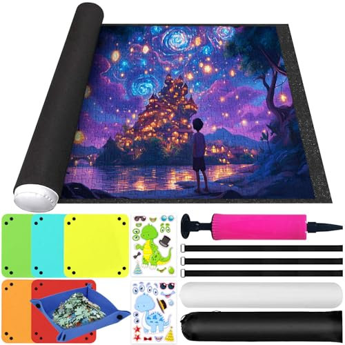 KIMIGO Puzzlematte für Puzzles,Puzzle Matte Rolle,Tragbare Puzzlematte,Jigsaw Mat,Puzzlematte für BIS 1500 2000 3000Teile,Puzzle Aufbewahrung Puzzlematte Zum Rollen,Mat