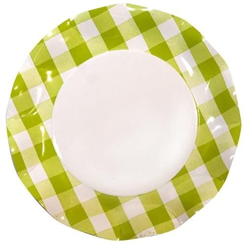 EX.TRA. Piatti Piani di Carta a Quadri Bianco Verde Lime 27 cm 10 Pz