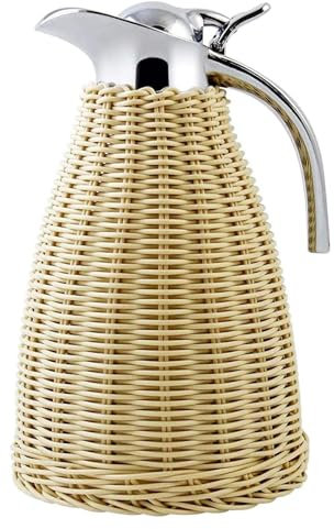Pichet Isotherme en Rotin, Conservation de la Chaleur Pendant 12 Heures et du Froid Pendant 24 Heures, pour Conserver les Boissons Chaudes et Froides Telles que le Thé