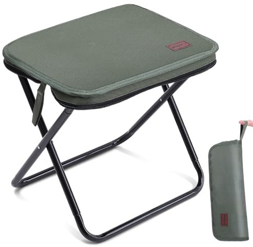 MOONCY Taburete de camping de 33 x 26,5 x 32 cm, taburete plegable para adultos, ligero, mini taburete plegable para senderismo, pesca y picnic, soporta hasta 120 kg, color verde