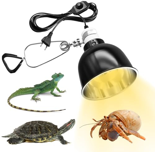 SUNOYA Reptilien Wärmelampe, 5,5 Zoll Reptilien Heizlampe, Heiz Lampenfassung, Reptilien Terrarium Dome Lampen E27 Aluminium Reflektorlampe Für Schildkröte, Bartagame, Huhn, Hund