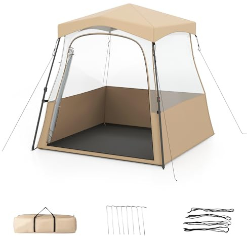 HOMASIS Transparentes Pop up Bubble Zelt, Wurfzelt mit klarer Sicht, faltbares Zelt mit Tragetasche & Bodenmatte, Wetterfest PVC Sportzelt, Outdoor Campingzelt für Sportveranstaltungen