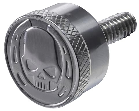 Fenrir Kit de Tornillo de Seguridad Antirrobo Asiento Moto Acero Inoxidable 304 Plata Grabado Metálico Calavera y Herradura Compatible con Harley Davidson 1997-Actualidad Sportster Softail Touring