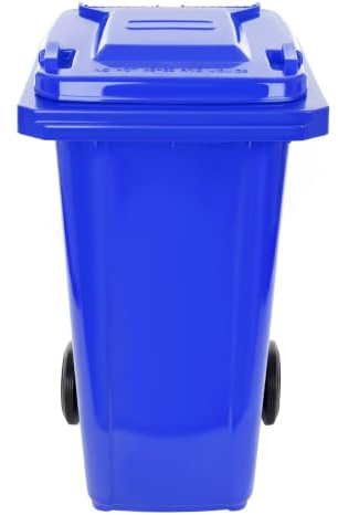 MAT-COMPANY Mülltonne 120 L Abfallbehälter mit Deckel und Rädern Kunststoff für Außenbereich Garten und Haushalt (Blau)