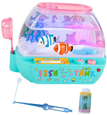 MagiDeal Baby Aquarium Toy Interactive Electrified with Light and Music Fantasy Desktop Fish Toy Fake Fish Tank Toys for Kids Boys Girls Birthday Christmas Xmas Gift, Blue