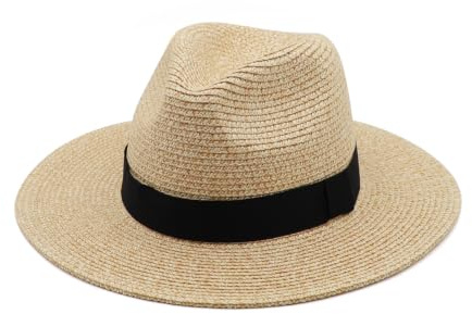 MivBuks Strohhut Damen Panama Hut Herren Fedora Sommerhut Sonnenhut Safari Hut Sonnenschutz Strandhut