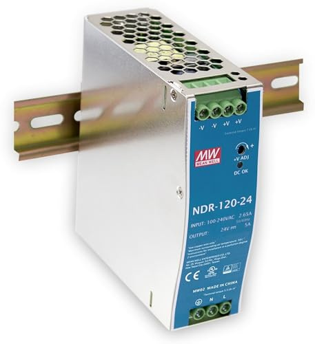 Mean Well Well ndr-120-24 120 W Metallic Power Supply Unit, Netzgerät, 120 W, 90-264, Metallic, 126 mm, 40 mm, 114 mm