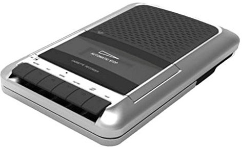 Reflexion CCR8010 Kassettenrecorder Retro, tragbar, eingebautes Mikrofon und Lautsprecher, als Diktiergerät einsetzbar, One-Touch Aufnahme, AUX-In, Kopfhöreranschluss, Mikrofoneingang, schwarz/silber