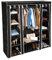 tectake Kleiderschrank Stoffschrank Garderobe Faltschrank mit Kleiderstange & 12 Fächern | 150 x 175 x 45 cm | -Diverse Farben- (Schwarz | Nr. 402528)