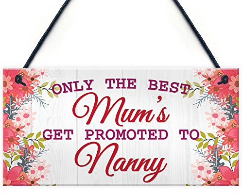 Red Ocean BEST MUMS Promoted to NANNY Pregnancy Gift Baby Hanging Plaque Grandchild Sign