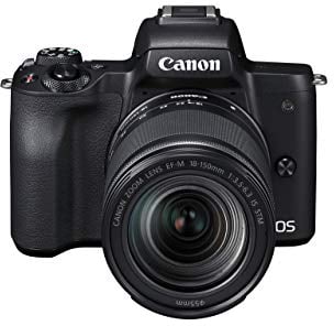 Canon EOS M50 Systemkamera spiegellos - mit Objektiv EF-M 18-150mm IS STM (24,1 MP, dreh- u. schwenkbares 7,5cm (3 Zoll) Touchscreen-LCD Display, Digic 8, 4K Video, OLED EVF, WLAN, Bluetooth), schwarz