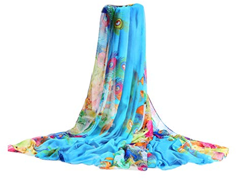 UK_Stone Damen Übergroesse Modisch Sarong Pareo Strandtuch Wickeltuch Bikini Sonnenschutz Decke Cover-up (Feder Hellblau)