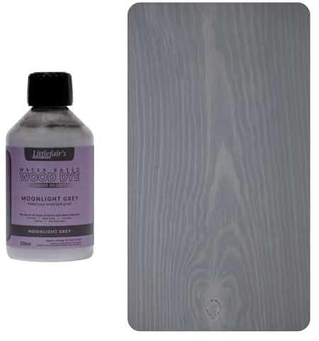 Littlefair's Tinte para Madera 250ml - Acabado Premium, Fácil de Usar y Limpiar Tinte Madera - Basado en Agua, Seguro y Ecológico - Disponible en Muchos Colores - Color: Gris claro de luna
