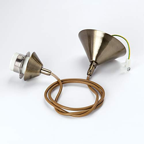 ORION LIGHTSTYLE Leuchtenpendel Schnurpendel Lampenaufhängung für E27 Fassung mit Schraubring, Metallabdeckung Ø 100 mm, Metall, Antik