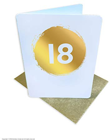 Brainbox Candy - 18th Age Happy Birthday Card - Gold Foiled Cute Mini Card - Blank Inside - Perfect For Besties Friends Mates Him Her Boyfriend Girlfriend