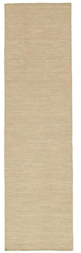 RugVista Kelim Loom Teppich - Kurzflor, 80 x 300 cm, Läufer, Moderner Kelim, Wolle, für Flur, Schlafzimmer, Küche, Wohnzimmer - Beige, Hellbraun