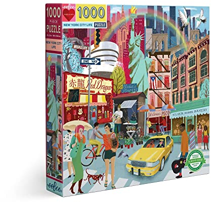 eeBoo Piece and Love 1000-teiliges quadratisches Puzzlespiel für Erwachsene, „New York Life“