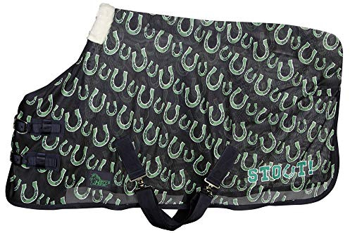 netproshop Fliegendecke Mini Shetty 105 cm Mesh Hufeisen Print Atmungsaktiv mit Kreuzgurten, Gr. 105 cm, Groesse:105, Farbe:Gruen